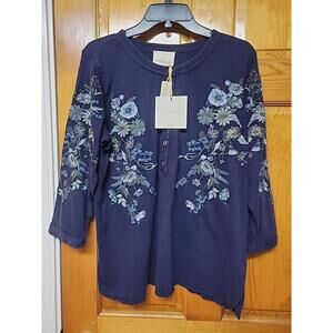 Cynthia Rowley CURVE Embroidered Shirt Top size 1X NWT